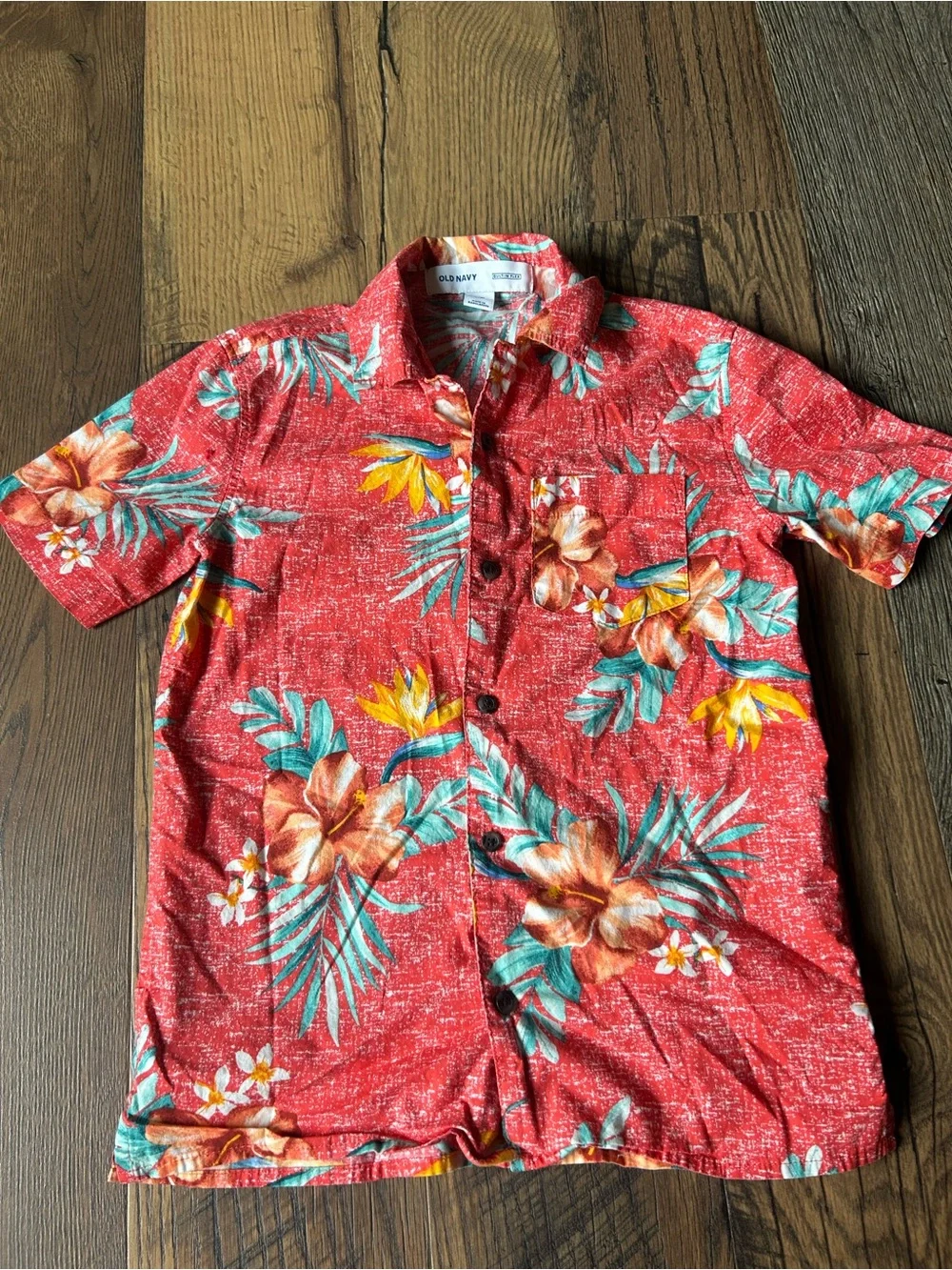 Old Navy Red Floral Button-Up Shirt for Kids